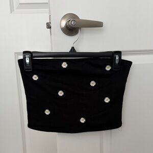 Hollister Cropped Black Daisy Tube Top Size Medium